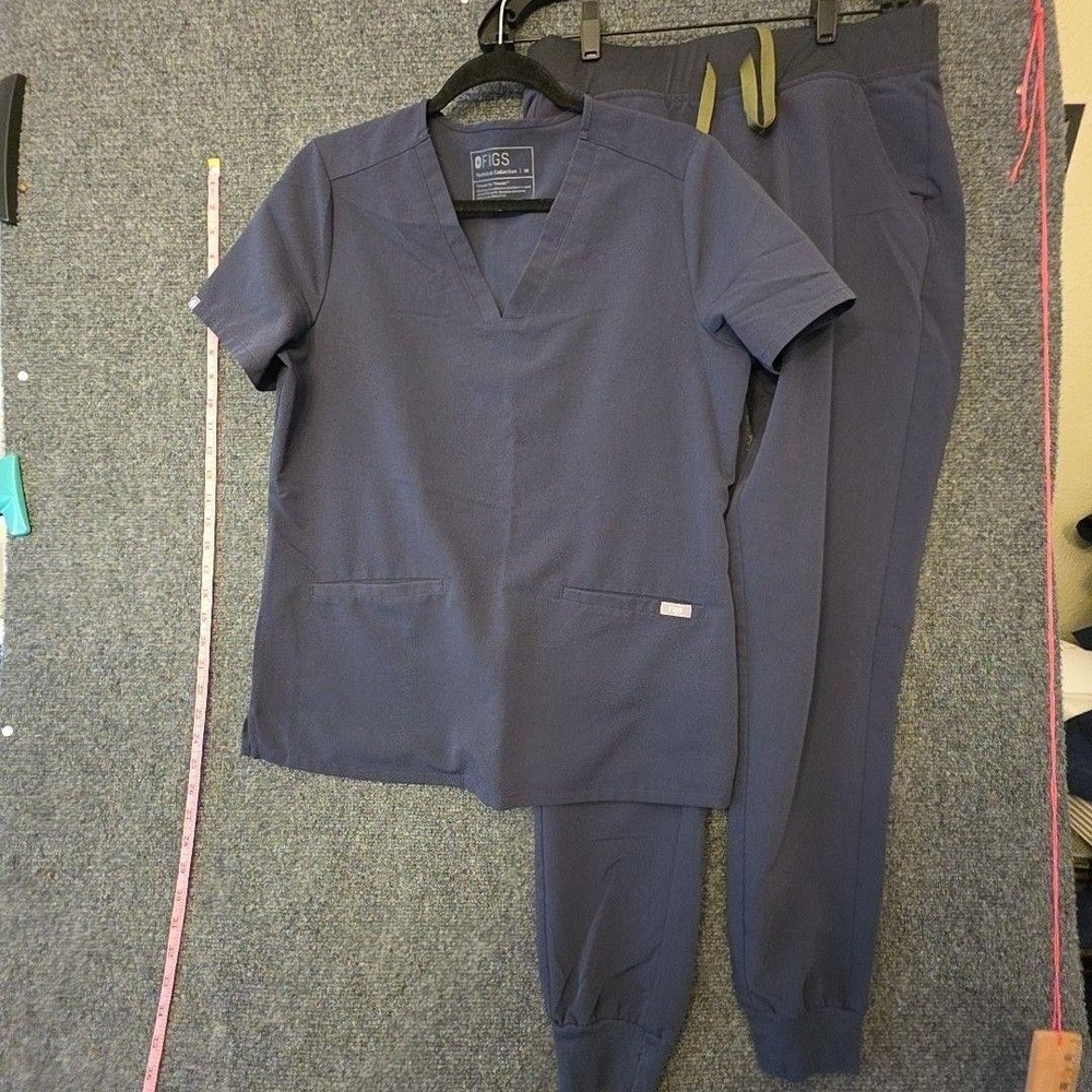 FIGS Scrub Top Pants Set Womens M Blue Technical Collection Jogger FW1100